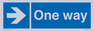 One way with right directional arrow